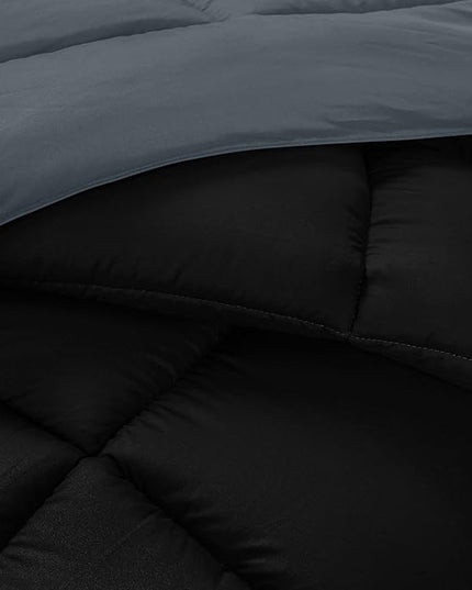 Utopia Bedding Twin Comforter Set Kids with 1 Pillow Sham, Bedding Comforter Sets, Down Alternative Reversible Black/Grey Comforter, Soft and Comfortable, Machine Washable (Pack of 6) - LeafyLoom