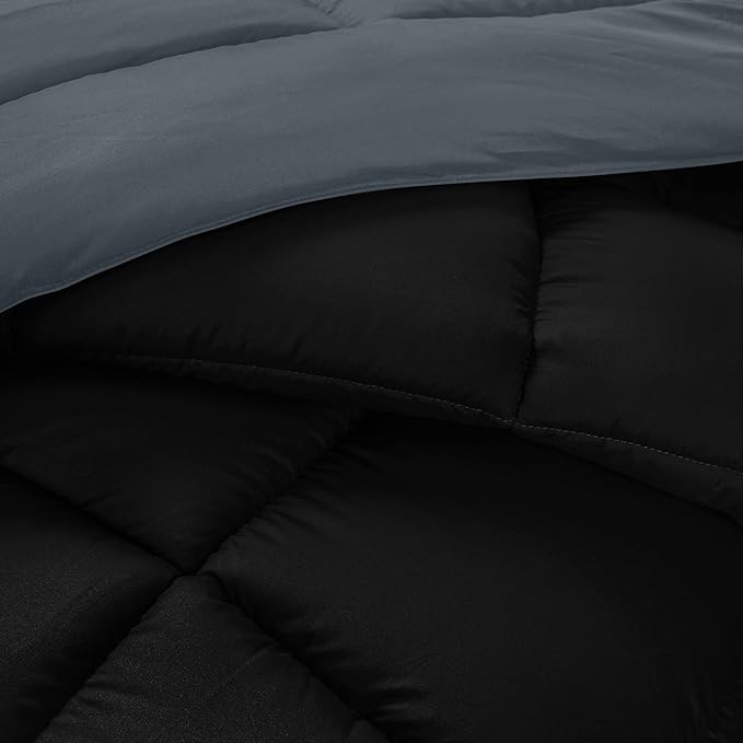 Utopia Bedding Twin Comforter Set Kids with 1 Pillow Sham, Bedding Comforter Sets, Down Alternative Reversible Black/Grey Comforter, Soft and Comfortable, Machine Washable (Pack of 6) - LeafyLoom