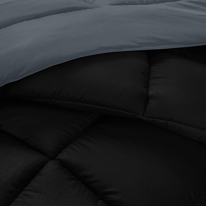 Utopia Bedding Twin Comforter Set Kids with 1 Pillow Sham, Bedding Comforter Sets, Down Alternative Reversible Black/Grey Comforter, Soft and Comfortable, Machine Washable - LeafyLoom