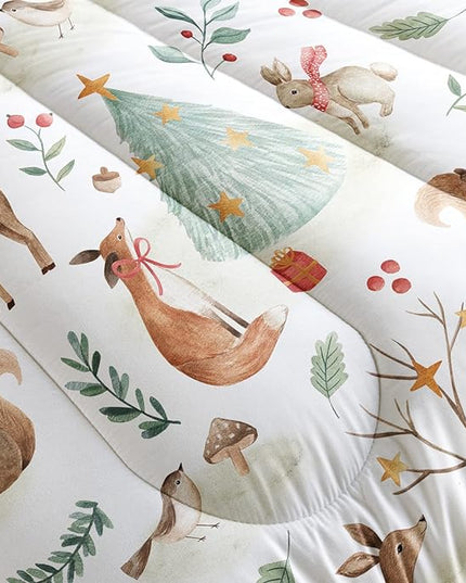 Wild Animal Comforter Queen Size,Rabbit Deer Comforter Set for Kids Teens Girls Boys,3Pcs Bedding Set Printed Comforter with 2 Pillowcases,Down Alternative,Soft and Lightweight，Queen Size - LeafyLoom