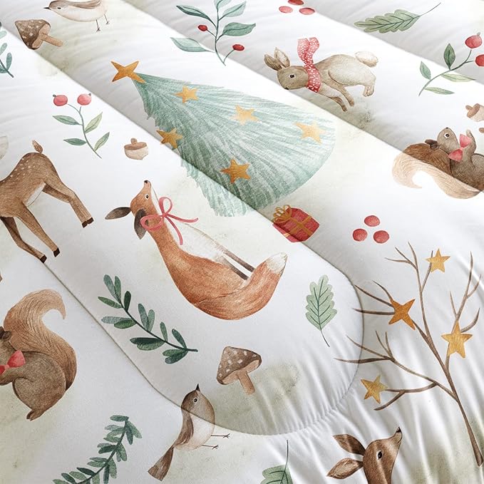 Wild Animal Comforter Full Size,Rabbit Deer Comforter Set for Kids Teens Girls Boys,3Pcs Bedding Set Printed Comforter with 2 Pillowcases,Down Alternative,Soft and Lightweight，Full Size - LeafyLoom
