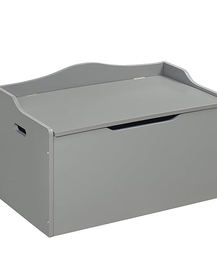 Badger Basket Kid's Wooden Toy Box and Storage Bench Seat with Safety Hinge - Gray - LeafyLoom