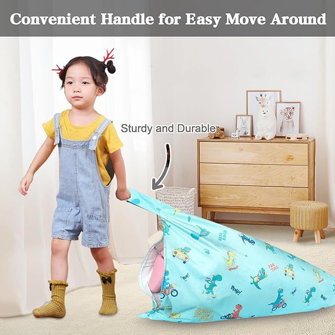 Jorbest Stuffed Animal Storage, Dinosaur Bean Bag Chair, Stuffed Animal Storage Bean Bag Chair for Kids and Adults, Dinosaur Bean Bag for Boys and Girls - Cover ONLY (Dinosaur 200L/52 Gal) - LeafyLoom