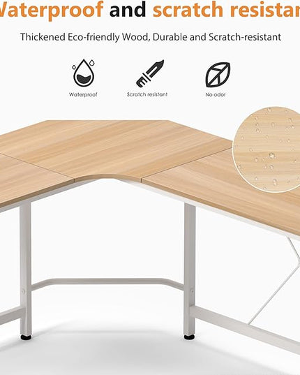 soges L Shaped Desk, 59inch L Desk Computer Corner Desk, Gaming Desk, Home Office Writing Desk, Space-Saving Workstation Desk, Maple - LeafyLoom