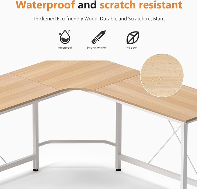 soges L Shaped Desk, 59inch L Desk Computer Corner Desk, Gaming Desk, Home Office Writing Desk, Space-Saving Workstation Desk, Maple - LeafyLoom