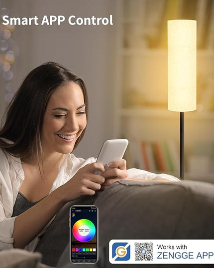 Frideko 2 Pack Smart RGB LED Floor Lamp with App and Remote Control, 16 Million Colors Modern Standing lamp, Stepless Dimmable Corner Floor Light with Timer Setting, Tall Floor Lamps for Living Room - LeafyLoom