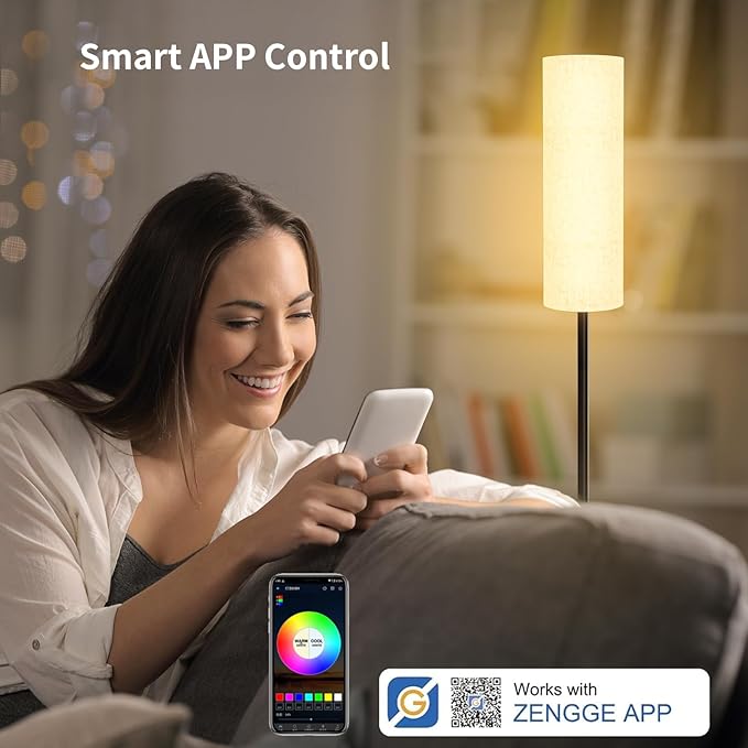 Frideko 2 Pack Smart RGB LED Floor Lamp with App and Remote Control, 16 Million Colors Modern Standing lamp, Stepless Dimmable Corner Floor Light with Timer Setting, Tall Floor Lamps for Living Room - LeafyLoom