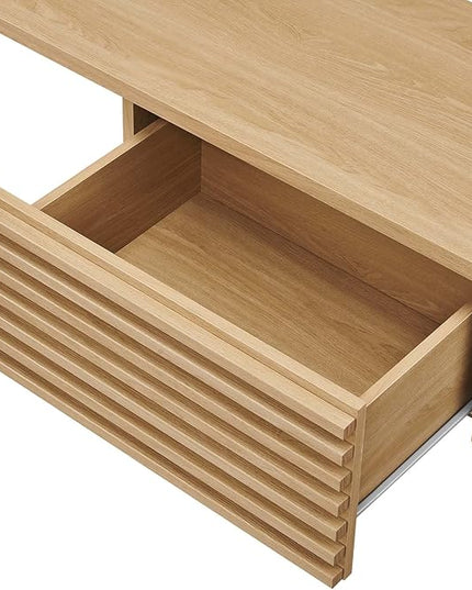 Modway Render 60" Mid-Century Modern Wall-Mount Corner Office Desk in Oak - LeafyLoom