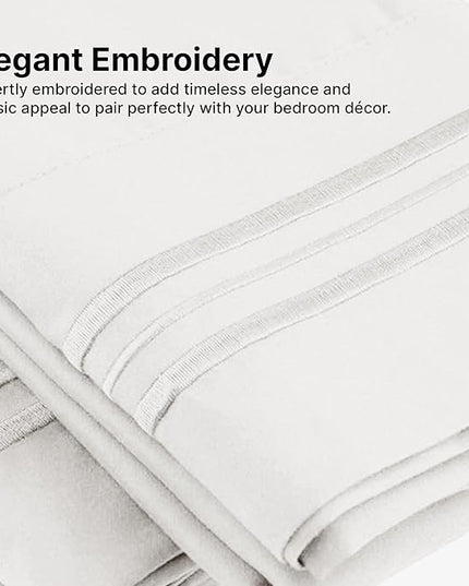 Queen Size 4 Piece Sheet Set - Comfy Breathable & Cooling Sheets - Hotel Luxury Bed Sheets for Women & Men - Deep Pockets, Easy-Fit, Extra Soft & Wrinkle Free - Antique White Oeko-Tex Bed Sheet Set - LeafyLoom