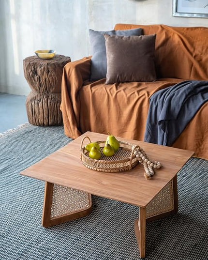 NicBex Coffee Table Wooden Coffee Table with Storage Square Center Tables with Natural Legs Dining Table for Living Room, Dining Room, Office, and Bedroom,27.6" W, Natural Wood+Brown - LeafyLoom