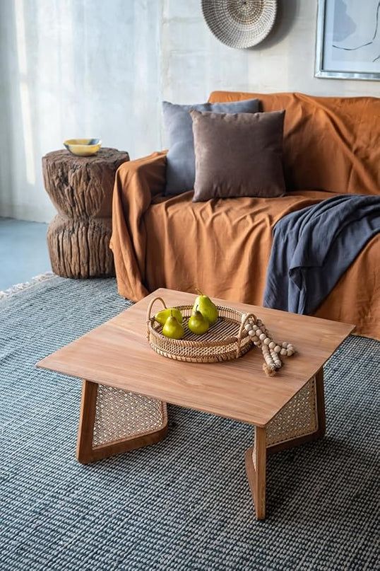 NicBex Coffee Table Wooden Coffee Table with Storage Square Center Tables with Natural Legs Dining Table for Living Room, Dining Room, Office, and Bedroom,27.6" W, Natural Wood+Brown - LeafyLoom
