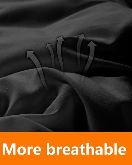 Queen Size Comforter Set - 3 Pieces, 1 Reversible Comforter and 2 Pillowcases,Soft Quilted Warm Fluffy Cooling Bedding for All Season,Black - LeafyLoom