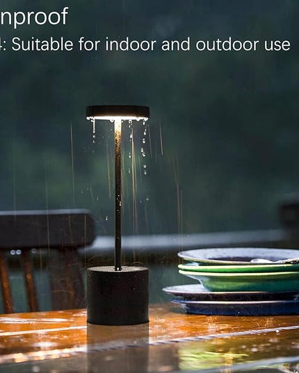 2 Pack Cordless Table Lamp Rechargeable Outdoor Waterproof Portable Battery Operated LED Table Light - for Home Restaurant Desk Bar Patio Kitchen Dinning Party (Black) - LeafyLoom