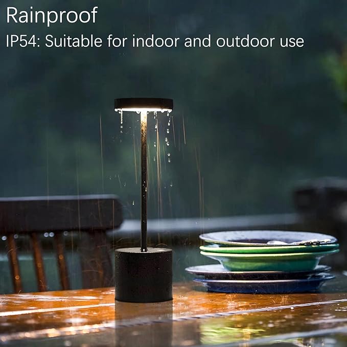 2 Pack Cordless Table Lamp Rechargeable Outdoor Waterproof Portable Battery Operated LED Table Light - for Home Restaurant Desk Bar Patio Kitchen Dinning Party (Black) - LeafyLoom