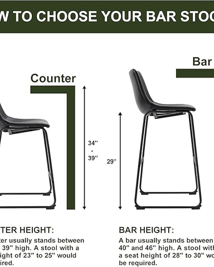 NicBex Retro Bar Stools Crazy-Horse Leather with Metal Legs Barstools, Lounge Kitchen Island Bar Stools, Set of 2, (Black Color) (A-GE17022-USSU014) - LeafyLoom