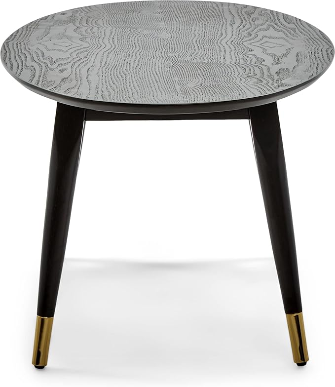 Elle Decor Clemintine Mid-Century Modern Living Room Furniture Collection, Oval Coffee Table, French Black - LeafyLoom