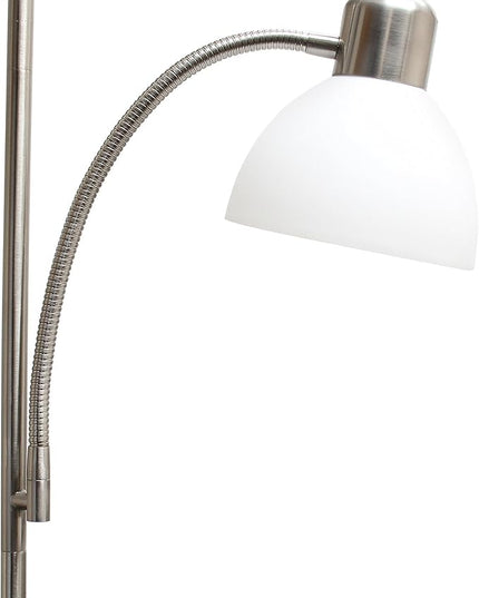 Simple Designs LF2000-BSN Mother-Daughter Floor Lamp with Reading Light, Brushed Nickel - LeafyLoom