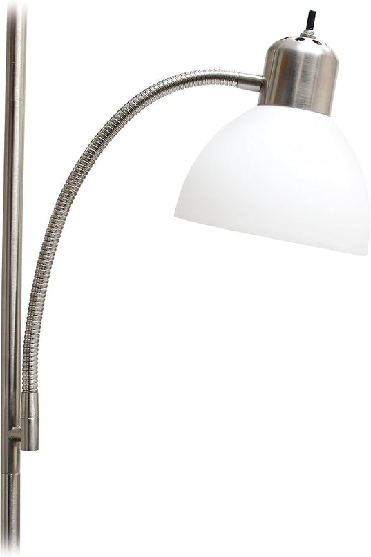 Simple Designs LF2000-BSN Mother-Daughter Floor Lamp with Reading Light, Brushed Nickel - LeafyLoom
