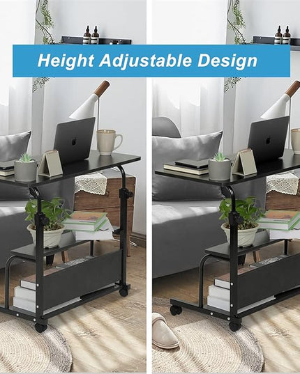 Portable Rolling Desk Adjustable Laptop Desk Small Standing Desk Home Office Desks for Small Spaces Table, 31.5" Black Uplift Student Study Desk Mobile Computer Work Desk on Wheels - LeafyLoom