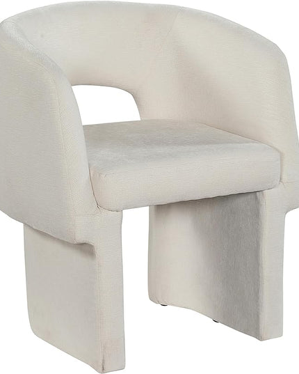 Meridian Furniture Emmet Collection Modern | Contemporary Dining Accent Chair with Rich Fabric, Steel Inner Frame, 26" W x 23.5" D x 30" H, Cream - LeafyLoom