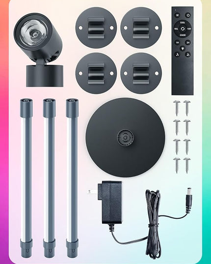 Smart RGBW LED Lamp with Spotlight, App & Remote Control, Music Sync, 16 Million Colors & Memory Function, Perfect for Living Room Bedroom Gaming Room & TV Backlighting Ambient Lighting & Wall Decor - LeafyLoom