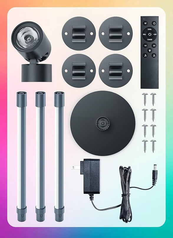 Smart RGBW LED Lamp with Spotlight, App & Remote Control, Music Sync, 16 Million Colors & Memory Function, Perfect for Living Room Bedroom Gaming Room & TV Backlighting Ambient Lighting & Wall Decor - LeafyLoom