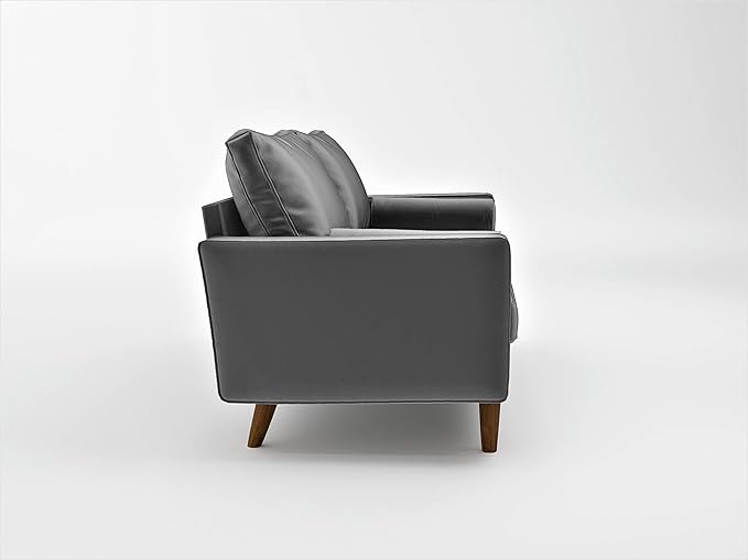 S5457 Mid Century Modern Velvet Upholstered Tufted Living Room Sofa, 69.68", Grey - LeafyLoom