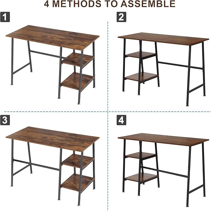 VECELO 43 Inch Computer, Writing Home Office Hutch Workstation with Shelf Storage Desk 43", New Walnut - LeafyLoom