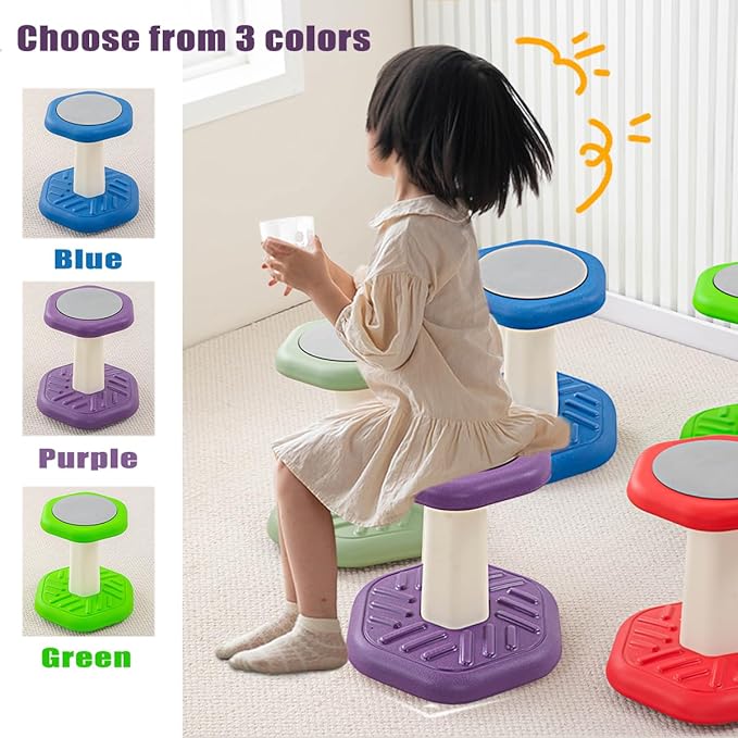 Active Chairs Kids Preschool Wobble Stool - Alternative Flexible Seating Balance Wiggle Stool for Classroom,Preschool,Kindergarten&Elementary School,Active Sensory Chairs,Ages3-8,Purple(14in) - LeafyLoom