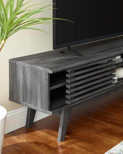 Modway Render Mid-Century Modern Low Profile 70 Inch Media Console TV Stand in Charcoal, 70" - LeafyLoom