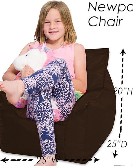 Posh Creations Structured Comfy Bean Bag Chair for Gaming, Reading, and Watching TV, Newport Chair, Microsuede - Chocolate - LeafyLoom