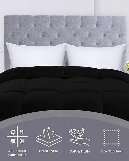 Utopia Bedding All Season 250 GSM Comforter - Plush Siliconized Fiberfill - Box Stitched (Twin/Twin XL, Black) - LeafyLoom