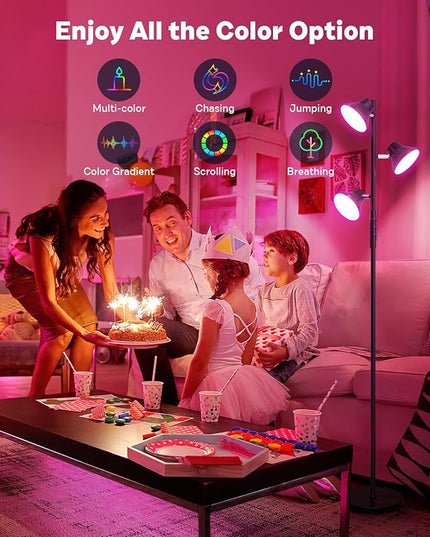 RGBCW Floor Lamp, 36W Bright Color Changing Lamp, Modern Stepless Dimmable LED RGB Floor Lamp with Remote & Touch Control, Standing Lamp for Living Room, Game Room, Bedroom - LeafyLoom