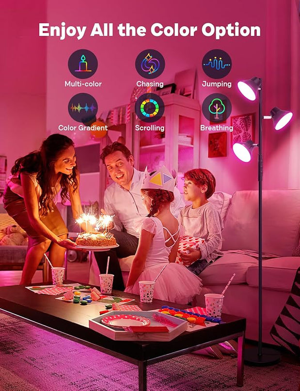 RGBCW Floor Lamp, 36W Bright Color Changing Lamp, Modern Stepless Dimmable LED RGB Floor Lamp with Remote & Touch Control, Standing Lamp for Living Room, Game Room, Bedroom - LeafyLoom