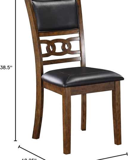 New Classic Furniture Gia Dining Chair (Set of Four), Black PU Upholstered Seat & Back Rest, Brown - LeafyLoom