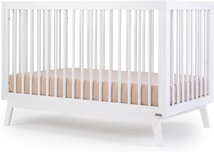 dadada Baby Soho 3-in-1 Convertible Crib to Toddler Bed – Wooden Crib Made in Italy, GREENGUARD Gold Certified Small Baby Crib – Baby-Safe Finish, Modern Design (White) - LeafyLoom