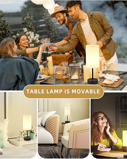 Cordless Table Lamp, Built-in 5000mAh Fast Rechargeable Table Lamp Cordless,Stepless Dimmable Battery Powered Lamp, Wireless Lamp with Memory Function, Lasting 140+H,Black - LeafyLoom