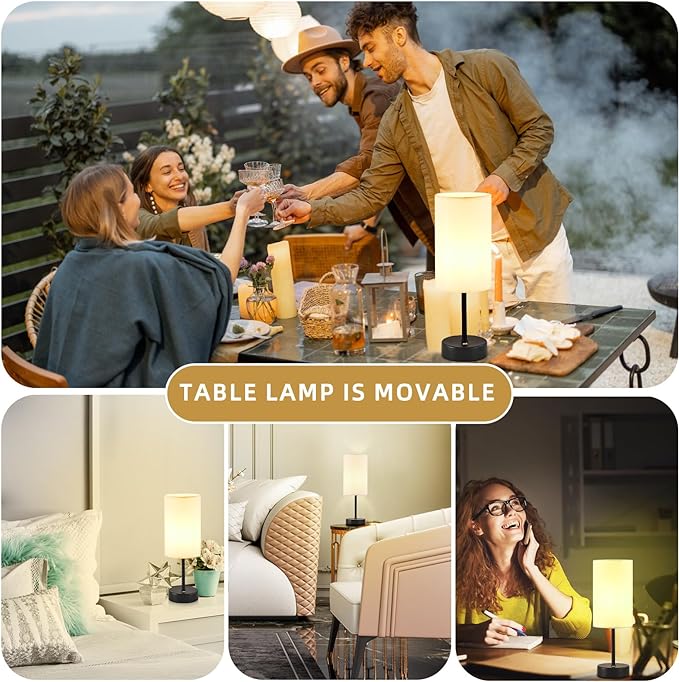 Cordless Table Lamp, Built-in 5000mAh Fast Rechargeable Table Lamp Cordless,Stepless Dimmable Battery Powered Lamp, Wireless Lamp with Memory Function, Lasting 140+H,Black - LeafyLoom
