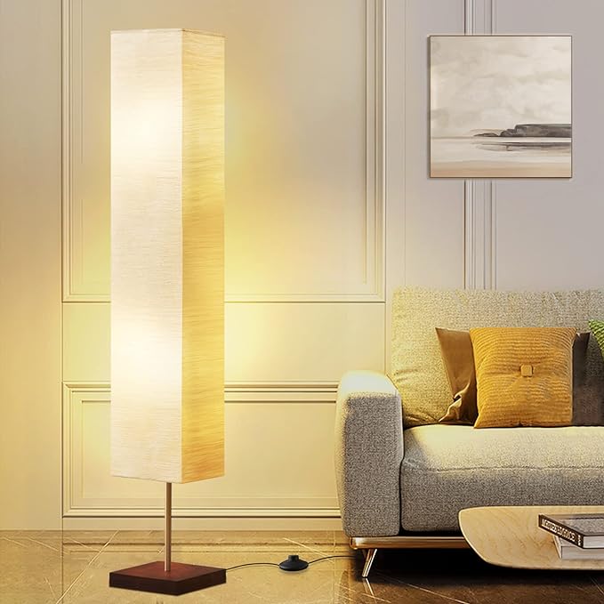 Floor Lamp for Living Room, Led Floor Lamp Column Floor Lamp Standing Lamp Corner Floor Lamp Modern Floor Lamp for Bedroom, Office& Living Room-Beige(Bulbs Included) - LeafyLoom