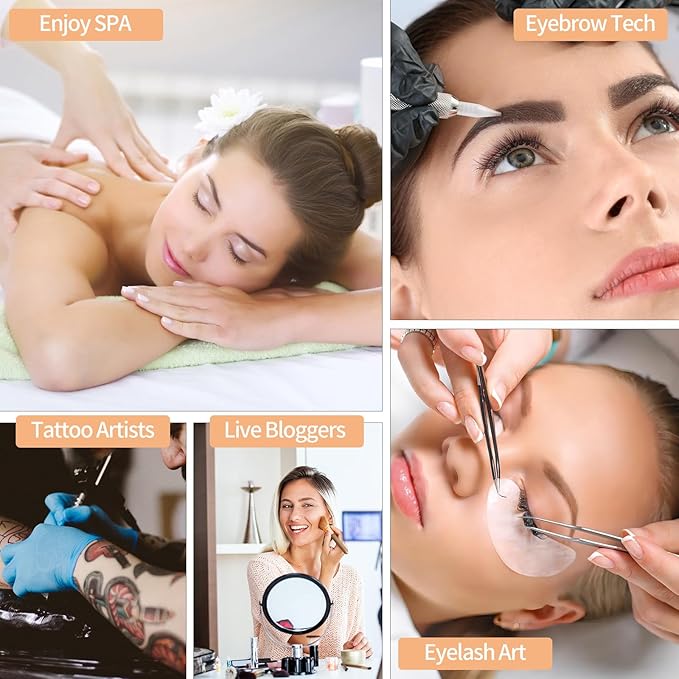 cenoz Lash Light for Eyelash Extensions, 36" Esthetician Light, Half Moon Light, Dual Arm LED Tattoo Light, Adjustable Floor LED Lamps for Makeup, Photography, Selfie, Video Recording(BLACK) - LeafyLoom