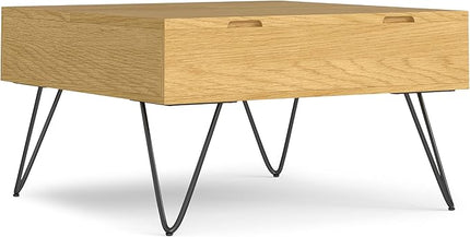 SIMPLIHOME Hunter Lift Top Square Coffee Table, 32 inch, Oak - LeafyLoom
