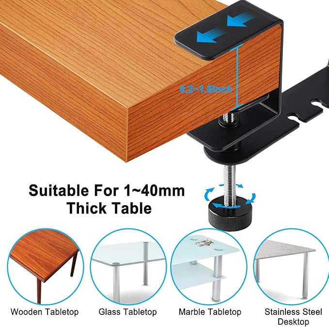 Desk Cup Holder, 2-in-1 Adjustable & 360° Rotating Office Gaming Desk Accessories for Under Desk Headphone Stand Hanging Headset, Holding Coffee Mug, Drinks, Water Bottle – Black - LeafyLoom
