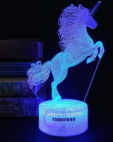 Unicorn Night Light Lamp, Unicorn Toy Gifts for Boys Girl Teen Kids, Bedroom Table Decor Light, 16 Color Remote Lamp Smart Touch - LeafyLoom