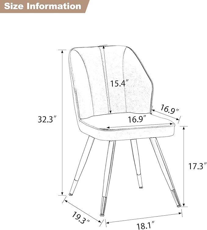 Dining Chairs Set of 2, Modern Armless Upholstered Dining Chairs for Kitchen Dining Room Desk Chair Accent Side Chairs with Metal Legs Gray Fabric - LeafyLoom