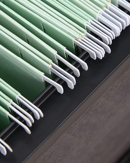 HOMCOM Industrial Style Home Office Desk with Filing Cabinet Storage Drawer for Letter Size Papers and Steel Frame, Black/Walnut - LeafyLoom