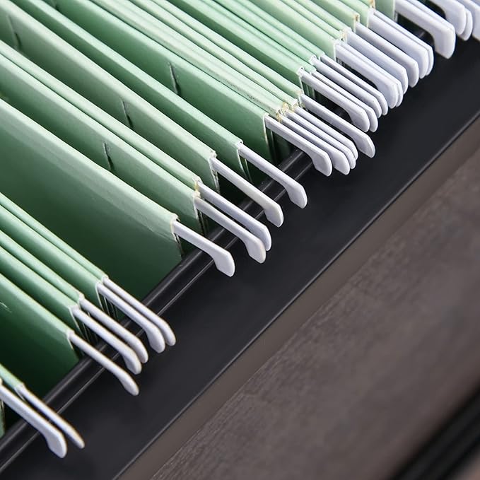 HOMCOM Industrial Style Home Office Desk with Filing Cabinet Storage Drawer for Letter Size Papers and Steel Frame, Black/Walnut - LeafyLoom