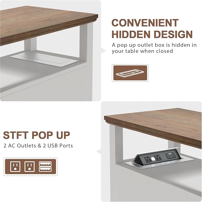 HIFYOBRO Narrow End Table with Flip Top Charging Station and Storage Cabinet, Type-C & USB port & Power outlets, Adjustable Shelf, White Side Table with Storage for Living Room and Bedroom - LeafyLoom