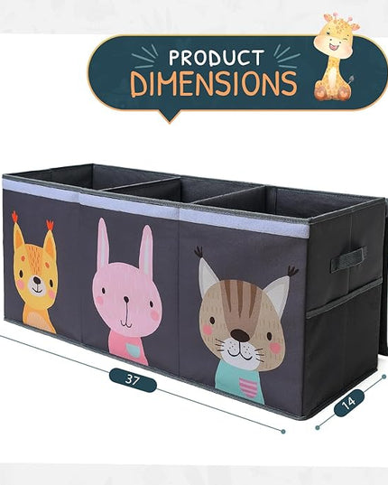 Extra Large Toy Storage Organizer with Lid - Sturdy, Collapsible Toy Chest Storage Box with Cute Design - Toys Bin with Dividers for Kids, Boys, Girls, Nursery, Bedroom, Play room 37"x16"x14" - LeafyLoom
