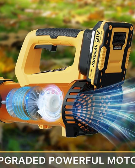 Leaf Blower, 21V Electric Cordless Leaf Blower, 2 X 2.0Ah Batteries and Charger Included, Lightweight Leaf Blower for Patio Cleaning, Lawn Care, Blowing Leaves and Dust, etc. - LeafyLoom