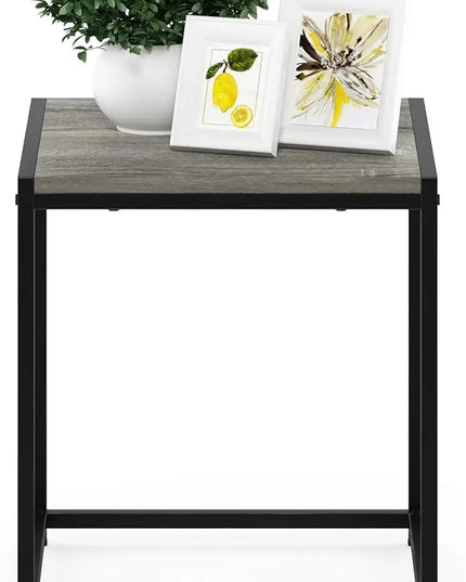 FURINNO Camnus Modern Living End Table, French Oak Grey, 15.75 in x 15.75 in x 17.83 in - LeafyLoom